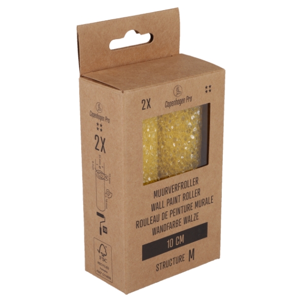 Afbeeldingen van Muurverfroller structuur geel medium 10 cm, blister a 2 stuks