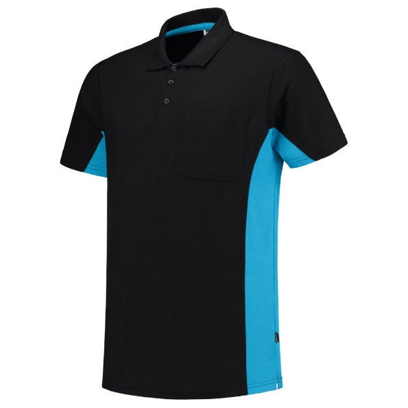Afbeeldingen van TRICORP WORKWEAR Poloshirt Bicolor Borstzak 202002 Zwart/turquoise 5XL
