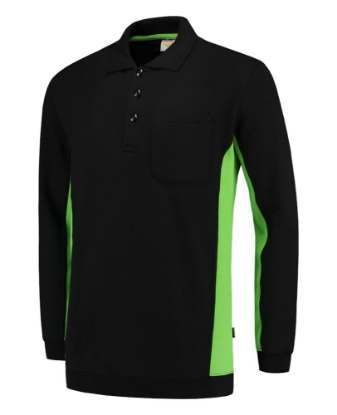 Afbeeldingen van TRICORP WORKWEAR Polosweater Bicolor Borstzak 302001 zwart/lime 3XL