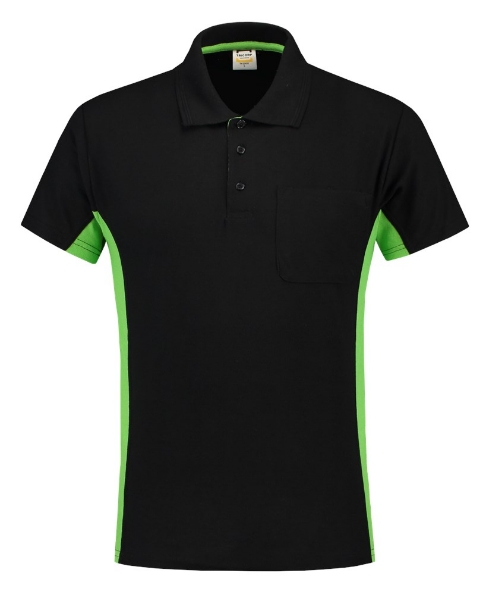 Afbeeldingen van TRICORP WORKWEAR Poloshirt Bicolor Borstzak 202002 zwart/lime S