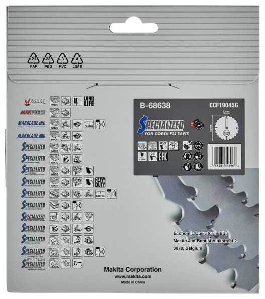 Afbeeldingen van Makita Zaagb FF 190x30x1,45 45T 23gr B-68638