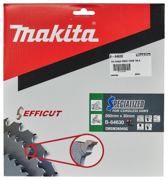 Afbeeldingen van Makita Zaagb.Hout 260X30X2,15 45T B-64630