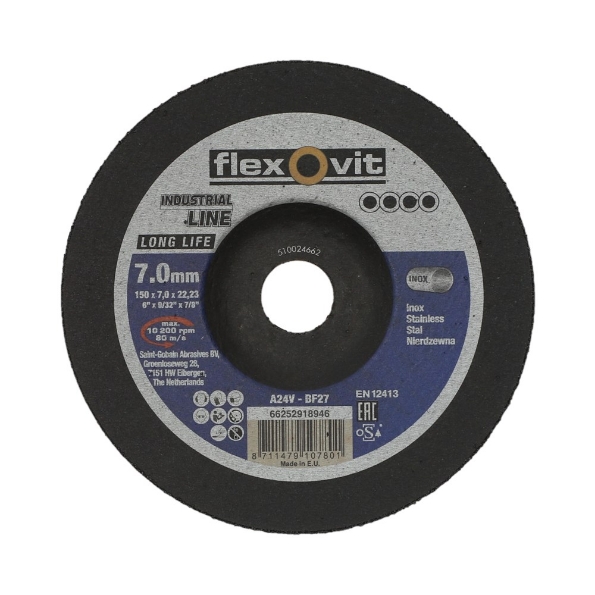 Afbeeldingen van Flexovit Afbraamschijf Long Life Inox A24V  T27/80 150x7,0x22
