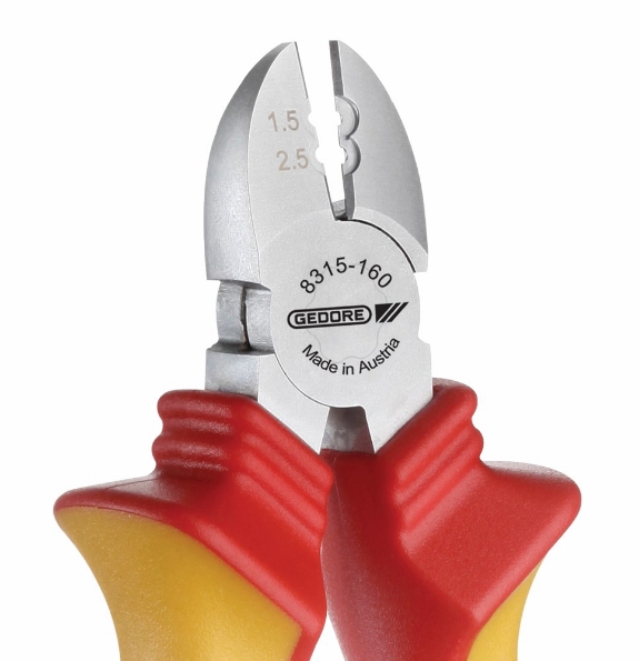 Afbeeldingen van GEDORE VDE-Draadstripper-zijsnijtang met huls-isolatie VDE 8315 H 160