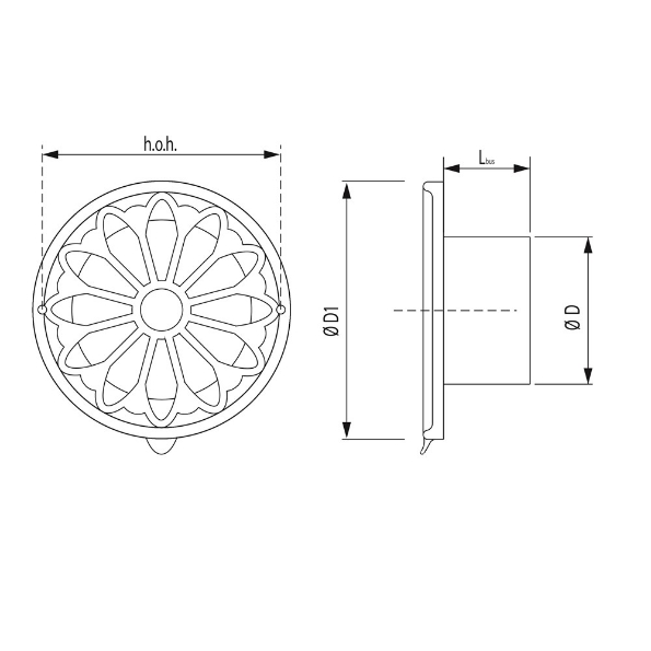 Afbeeldingen van WEHA Ventilatierooster retro design rond, 125 mm, doorlaat 67 cm2, brons, aluminium