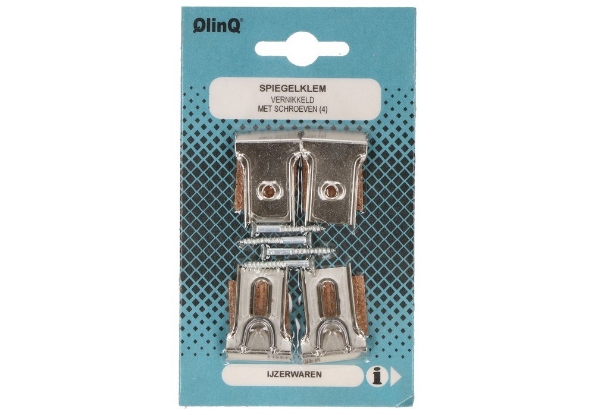 Afbeeldingen van QlinQ Spiegelklem vernikkeld, set van 4 stuks