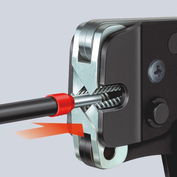 Afbeeldingen van KNIPEX Zelfinstellende krimptang voor adereindhulzen, met voorinvoering 190mm