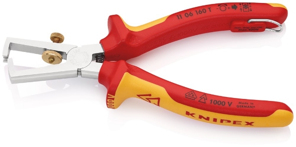 Afbeeldingen van KNIPEX Afstriptang, met openingsveer, universeel VDE 160mm 11 06 160 T BK