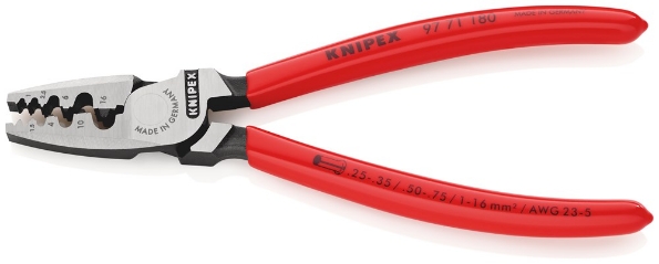 Afbeeldingen van KNIPEX Krimptang voor adereindhulzen met kunststof bekleed 180mm