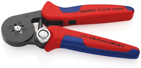 Afbeeldingen van KNIPEX Zelfinstellende krimptang voor adereindhulzen, met zij-invoering 180mm 97 53 04 SB