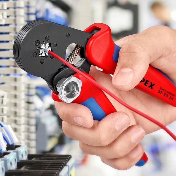 Afbeeldingen van KNIPEX Zelfinstellende krimptang voor adereindhulzen, met zij-invoering 180