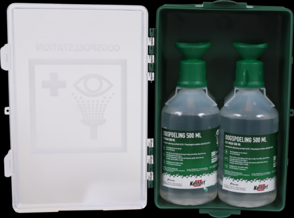 Afbeeldingen van Kelfort Oogspoelstation gevuld Sodium Chloride 2 x 500ml flacons