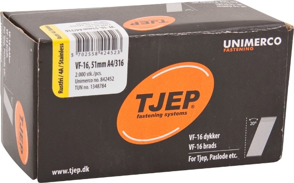 Afbeeldingen van TJEP Brad 20° 16GA VF-16 RVS A4 1,6x51mm (2000)