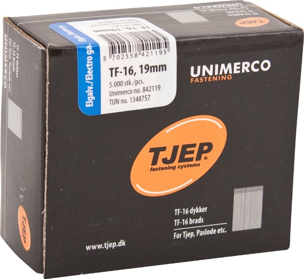 Afbeeldingen van TJEP Brad 0° 16GA TF-16 verzinkt 1,6x19mm (5000)