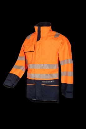 Afbeeldingen van Sioen regenparka torvik fluor oranje/marine