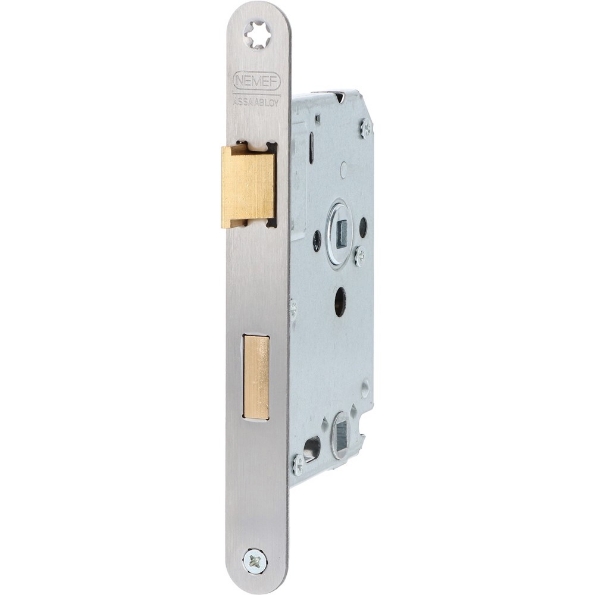 Afbeeldingen van Nemef Badkamerdeurslot 1264 RVS 50 mm Rechts