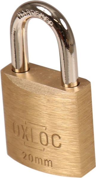 Afbeeldingen van Oxloc Cilinderhangslot 20 mm, verschillend sluitend, messing