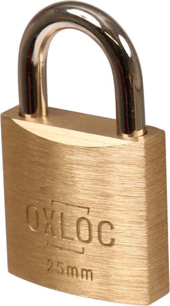 Afbeeldingen van Oxloc Cilinderhangslot 25 mm, verschillend sluitend, messing