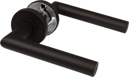 Afbeeldingen van Oxloc Deurkruk met rozet op stalen onderrozet, Tilburg, RVS zwart