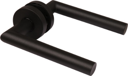 Afbeeldingen van Oxloc Deurkruk met rozet op kunststof onderrozet, Tilburg, RVS zwart