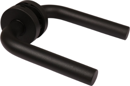 Afbeeldingen van Oxloc Deurkruk met rozet op kunststof onderrozet Breda RVS zwart