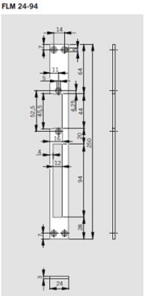 Afbeeldingen van Dorma lange voorplaat, flh24-94, rvs