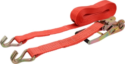 Afbeeldingen van Kelfort Spanband 50 mm 7 meter breeksterkte 5000 kilo ratel met haken rood