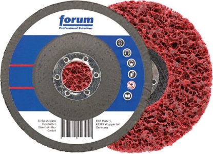 Afbeeldingen van FORUM Grove reinigingsschijf, recht, met glasvezelpad 115x22.23mm extra grof