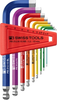 Afbeeldingen van PB Swiss Tools AG RainBow inbussleutels met kogelkop, set in praktische kunststof houder 9 delig 1,5-10