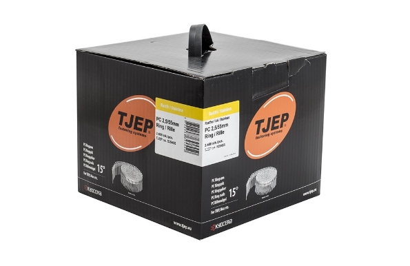 Afbeeldingen van TJEP PC 25/55 Coilnagel 2,5 x 55 mm Geringd Lenskop 15° Roestvast staal A4