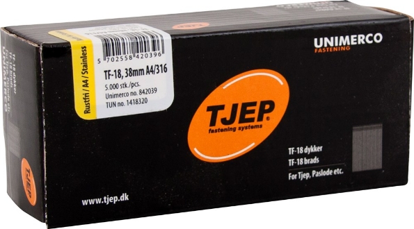 Afbeeldingen van TJEP Mini-Brad 0° 18GA TF-18 RVS A4 1,2x38mm (5000)