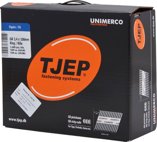 Afbeeldingen van TJEP Stripnagels 34° GR 34/100 D-Kop Verzinkt 3,4x100mm (1600)