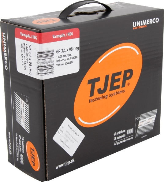 Afbeeldingen van TJEP Stripnagels 34° GR 31/98 D-Kop Thermisch verzinkt 3,1x98mm (1800)