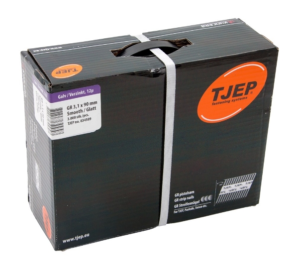 Afbeeldingen van TJEP Stripnagels 34° GR 31/90 D-Kop Verzinkt 3,1x90mm (3000)