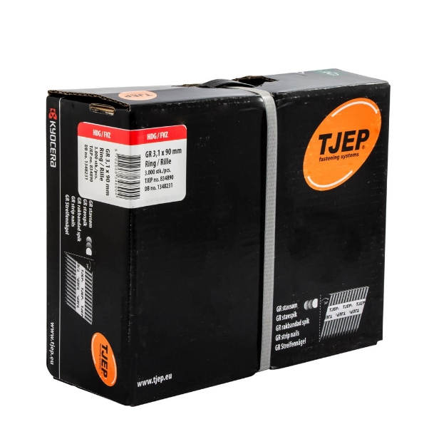 Afbeeldingen van TJEP Stripnagels 34° GR 31/90 D-Kop Thermisch verzinkt 3,1x90mm (3000)