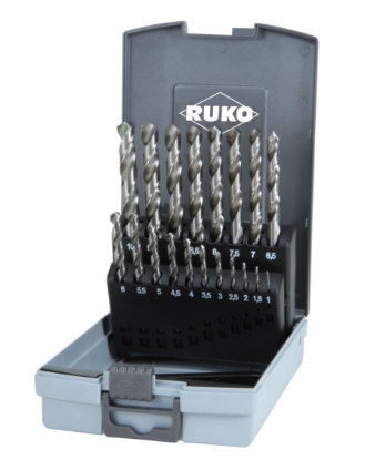 Afbeeldingen van Ruko Spiraalboorset DIN 338 type N, HSS-G in cassette van ABS-kunststof – 19-delig