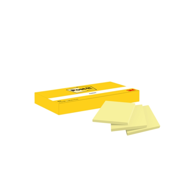 Afbeeldingen van 3M Memoblok 3M Post-it 653 38x51mm geel (doos/3 stuk)
