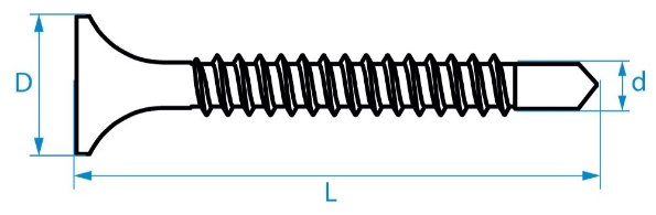 Afbeeldingen van NEUTRAAL Zelfborende schroeven trompetkop (staal gehard gefosfateerd zwart) NEUTRAAL 348 3,5x55mm