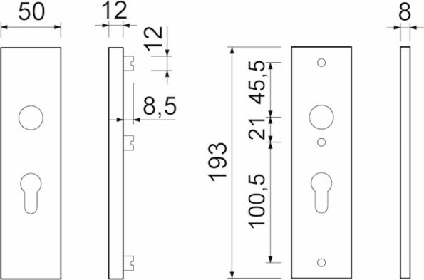 Afbeeldingen van Oxloc Veiligheids kortschild binnen, pc72, massief, rechte hoek, f1