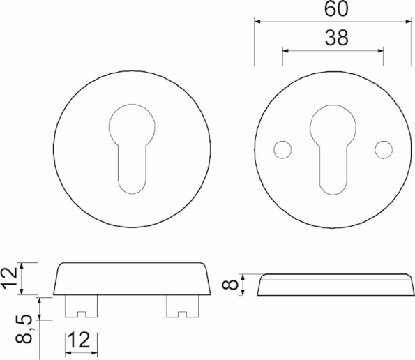 Afbeeldingen van Oxloc veiligheids rozetten, 60 mm, massief, rond, pc sparing, f1