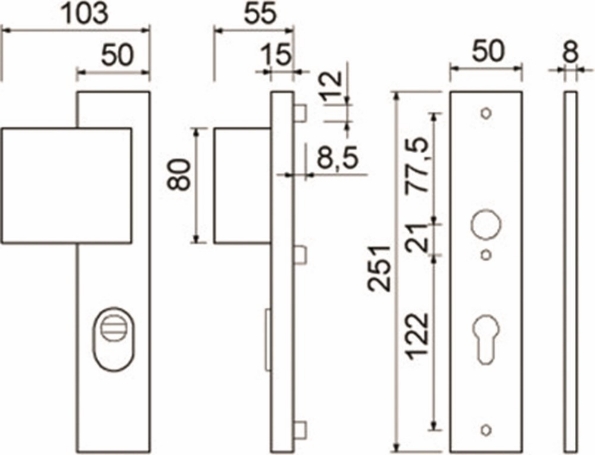Afbeeldingen van Oxloc Veiligheid voordeurgarnituur met deurduwer PC55, links kerntrekbeveiliging SKG3 F1