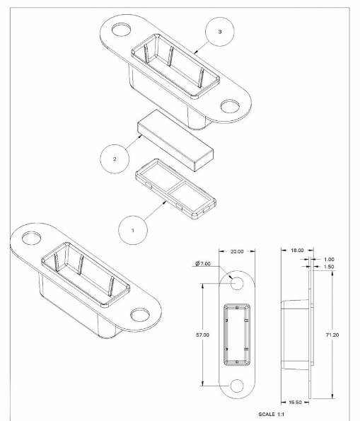 Afbeeldingen van Oxloc Sluitplaat voor magneetslot 20 x 71,2 x18 mm