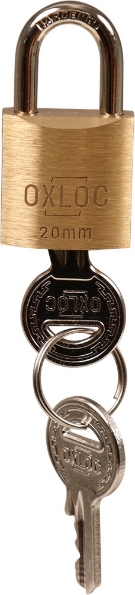 Afbeeldingen van Oxloc Cilinderhangslot 20 mm, verschillend sluitend, messing