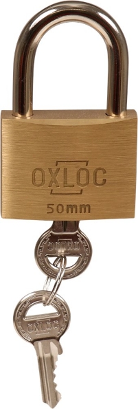 Afbeeldingen van Oxloc Cilinderhangslot 50 mm, verschillend sluitend, messing