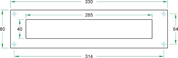 Afbeeldingen van Oxloc Briefplaat recht vlak RVS mat zwart 330 x 80 x 8.5 mm
