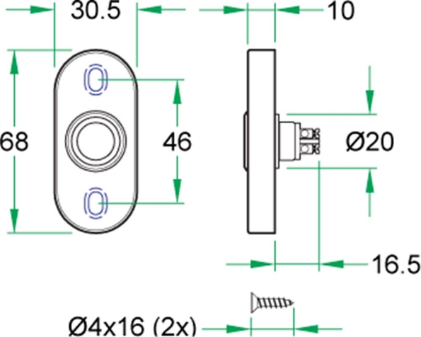 Afbeeldingen van Oxloc beldrukker ovaal rvs zwart, onzichtbare bevestiging