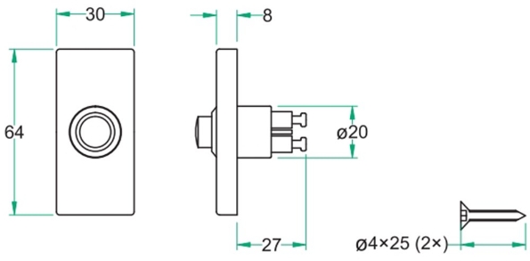 Afbeeldingen van Oxloc beldrukker rechthoekig rvs zwart, onzichtbare bevestiging