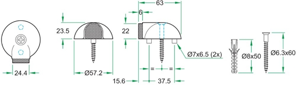 Afbeeldingen van Oxloc Deurstopper voor vloermontage rvs mat zwart 63 x 24 mm