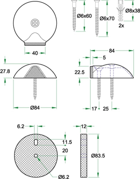 Afbeeldingen van Oxloc Deurstopper voor vloermontage rvs mat zwart 84 x 28 mm