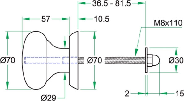 Afbeeldingen van Oxloc Voordeurknop rond rvs mat zwart 70 mm